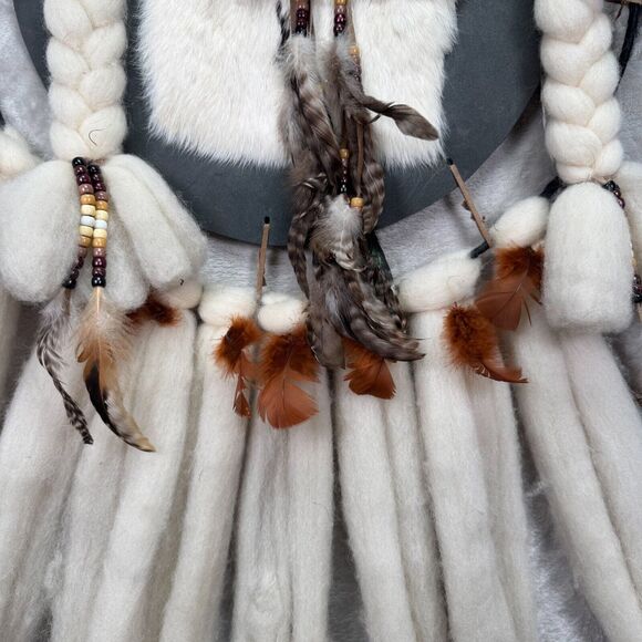 Vtg Moon Raven Native American Mandella Dream Catcher Wall Hanging 20" x 41" - Picture 4 of 7